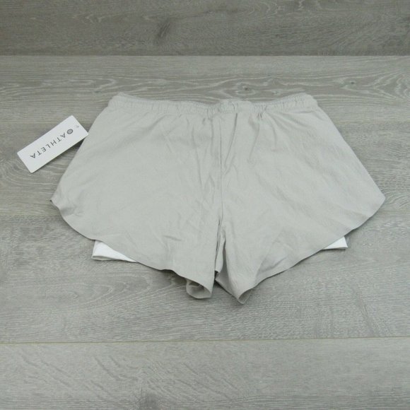 Athleta Trekkie Crest 2 in 1 Shortie Womens Size 12 Shorts Birch Grey NEW - Picture 6 of 9